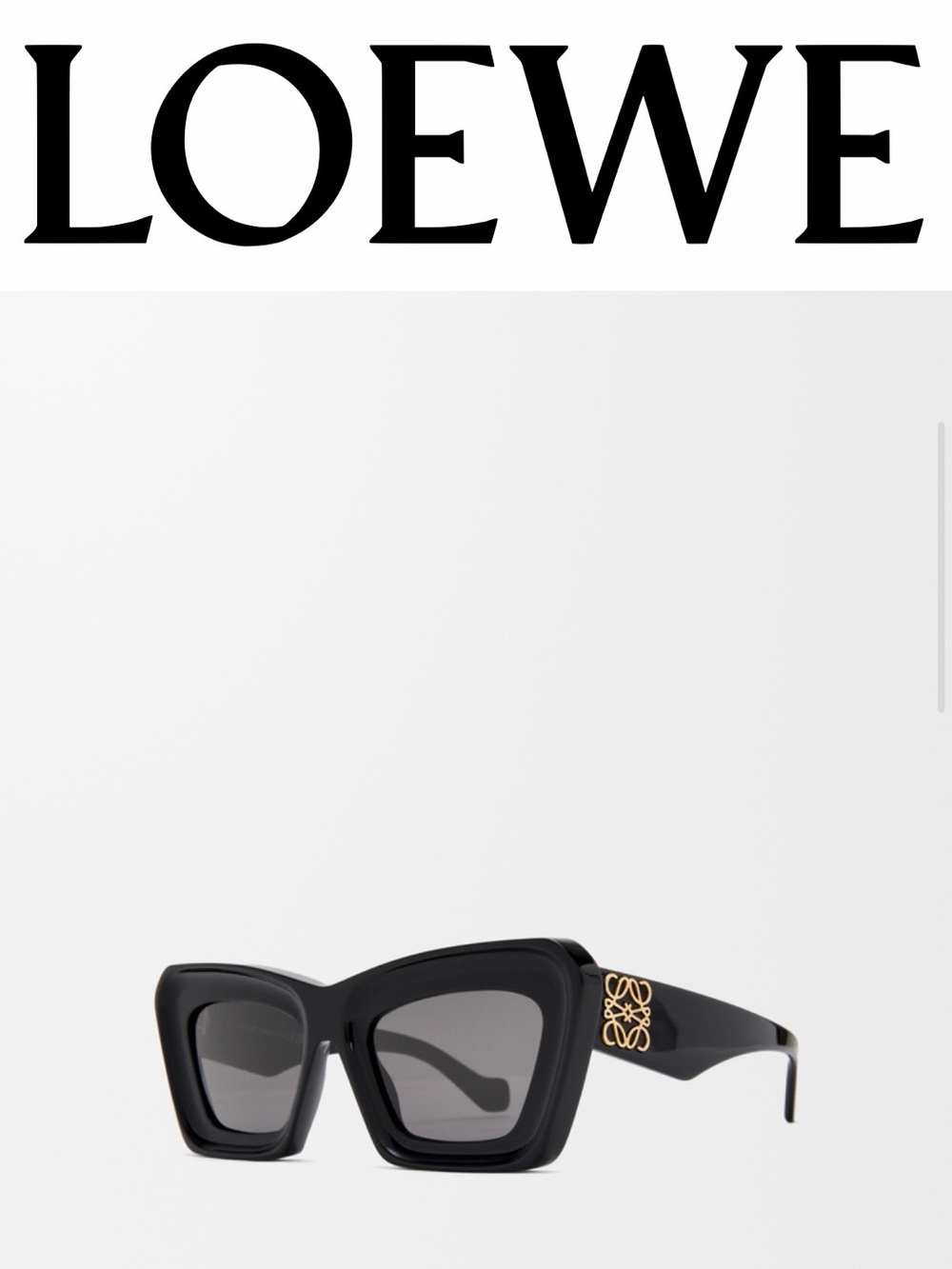 BRAND NEW! Loewe black beveled cat-eye sunglasses. Current style! Comes w case.